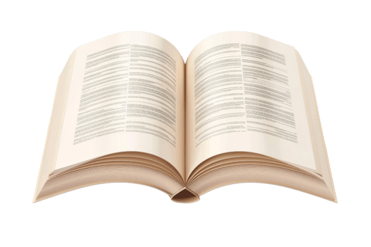 Open book with text on its pages. Perfect for education, reading, and literature themes. Isolated on transparent background. png