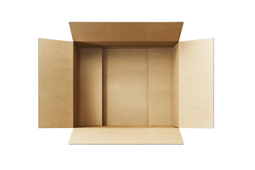 High-resolution image of an open cardboard box, perfect for use in packaging, shipping, and delivery-related projects. png