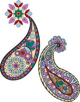 Paisley print line art hand drawn png