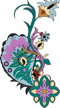 Paisley print line art hand drawn png