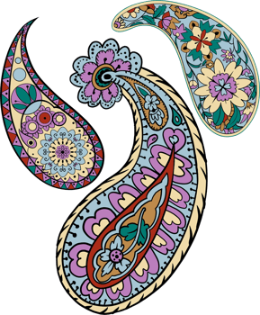 Paisley print line art hand drawn png