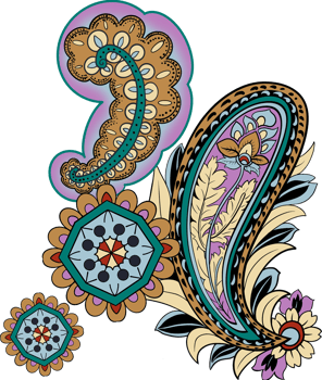 Paisley print line art hand drawn png