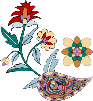 Paisley print line art hand drawn png