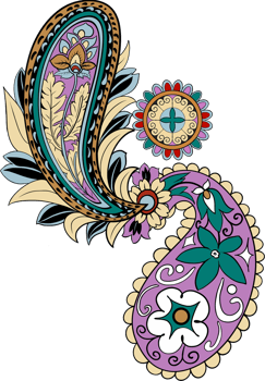 Paisley print line art hand drawn png