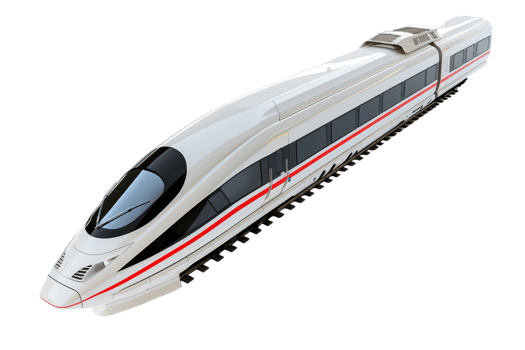 High-speed modern train in white and red colors isolated on transparent background. showcasing sleek design and advanced technology. png