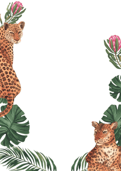 Frame of Leopard wildlife watercolor hand drawn png
