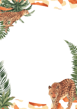 Frame of Leopard wildlife watercolor hand drawn png