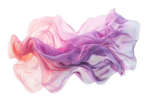 Abstract fluid shape with soft purple and pink hues, resembling flowing fabric in a dynamic, swirling motion. png