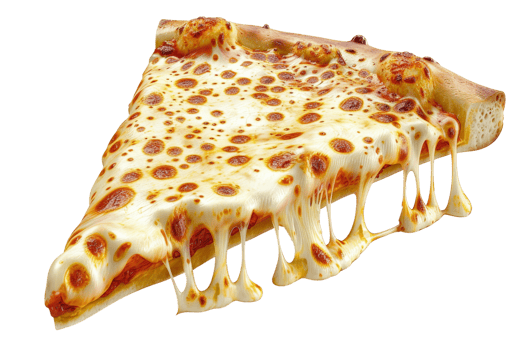 Close-up of a delicious, cheesy pizza slice with melted mozzarella cheese, perfect for Italian food themes and culinary visuals. png