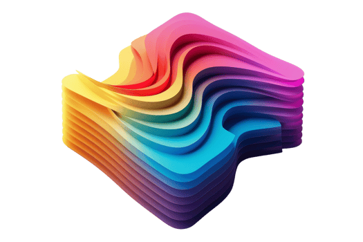 Abstract colorful layered 3D shape with vibrant gradient hues, perfect for modern design and creative projects. png