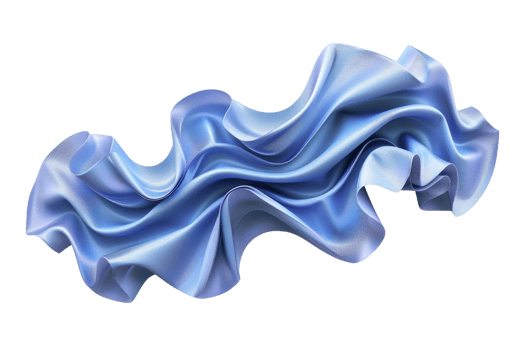 Elegant blue silk fabric with smooth, flowing texture and soft sheen, perfect for fashion, textile design, and luxury backgrounds. png