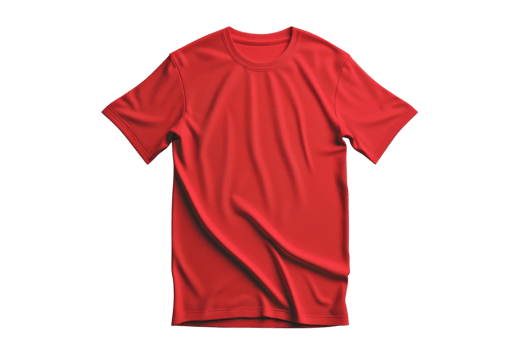 Plain red t-shirt isolated on transparent background. Perfect for mockups, design presentations, and fashion websites. png