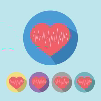 Medical icon heart flat minimalistic colorful illustration color vector