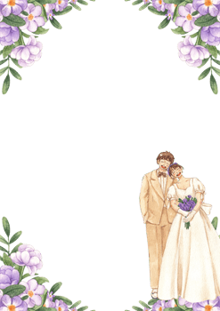 Vertical frame of the bride and groom, Hand Drawn Illustration Watercolor png