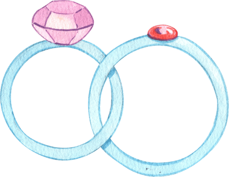 Purple and red diamond wedding ring, Hand Drawn Illustration Watercolor painting png
