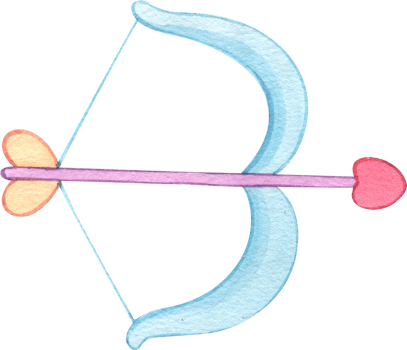 Cute archer and heart shaped arrow, Hand Drawn Illustration Watercolor painting png