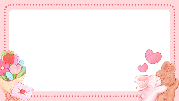 Horizontal frame of a watercolor illustration of two cute rabbits hugging to represent love. png