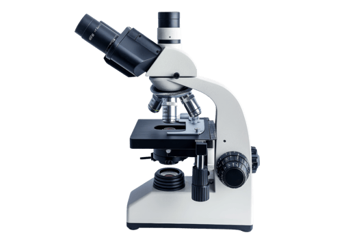 Close-up of a modern microscope isolated on a transparent background. ideal for scientific, educational, and laboratory concepts. png