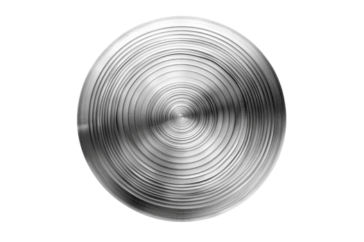 Circular metal texture with concentric patterns, perfect for backgrounds, industrial designs, and graphic projects, isolated on transparent background. png