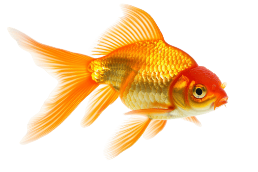 Close-up of a vibrant goldfish with flowing fins, swimming gracefully against a transparent background. Perfect for aquatic, pet, and nature themes. png