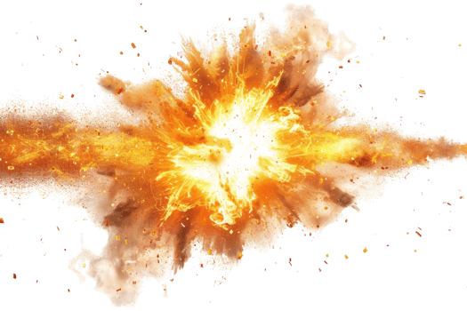 Dynamic explosion with vibrant colors and intense energy, capturing the powerful force and dramatic impact in stunning detail. png
