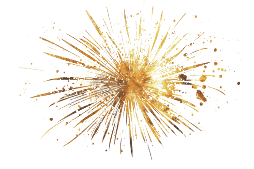 Golden fireworks burst against a dark sky, creating a vibrant and festive display to celebrate special occasions and events. png