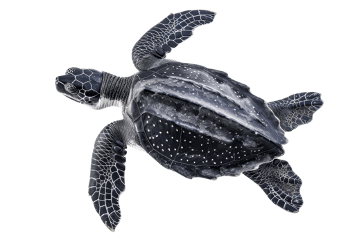 High-resolution image of a leatherback sea turtle swimming in clear water. Perfect for educational, environmental, and wildlife projects. png