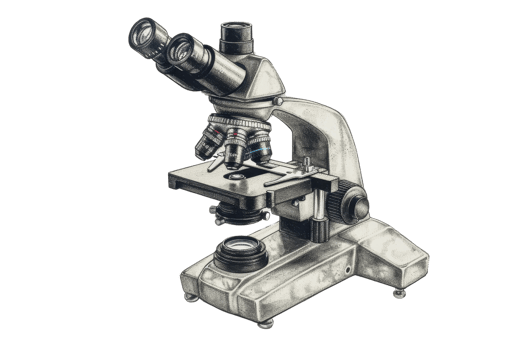 Vintage illustration of a microscope, showcasing detailed components and structure, ideal for scientific and educational use. png