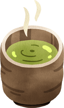 Traditional Hot Matcha in Japanese style cup, watercolor digital painting hand-drawn illustration png