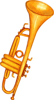 Trumpet musical intrument,Hand-drawn watercolor painting illustration png