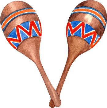 Maracas musical intrument,Hand-drawn watercolor painting illustration png