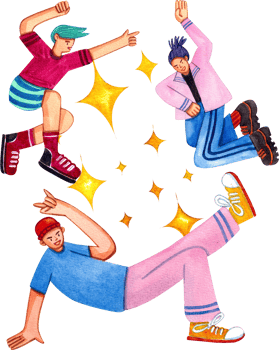 Three fiery dancers are dancing wildly,Hand-drawn watercolor painting illustration png