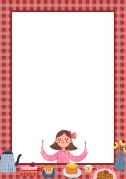 spring tea time, hand-drawn digital painting frame design png