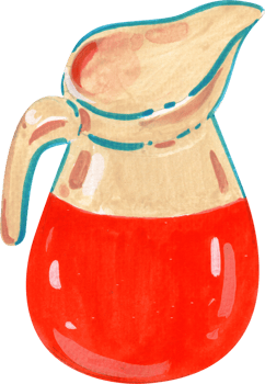 Fruit juice in a glass jar, watercolor painting hand-drawn illustration png