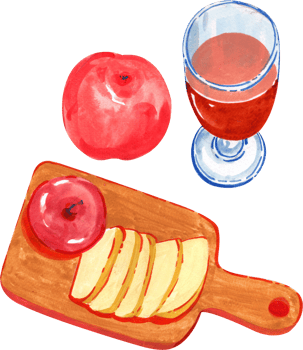 Fruits and drinks for a picnic, watercolor painting hand-drawn illustration png