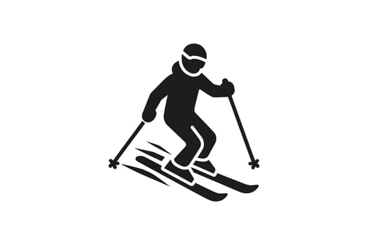 Stylized Skier in Black and White vector