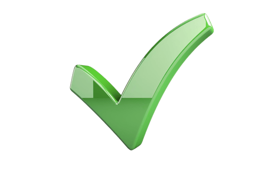 Green checkmark symbol representing approval, confirmation, or success on a transparent background. Perfect for web and graphic design projects. png