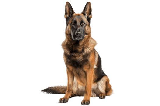 A majestic German Shepherd dog sits attentively against a transparent background. showcasing its strong and loyal demeanor. png