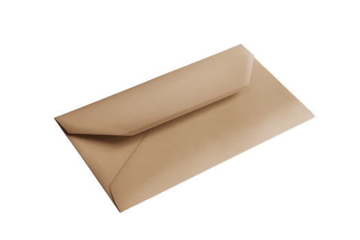 Closed brown envelope isolated on a transparent background. Perfect for mail, correspondence, and business communication visual concepts. png