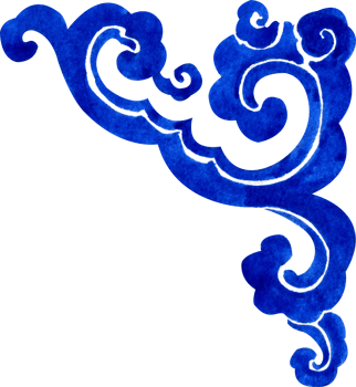blue cloud pattern right angle, hand-drawn watercolor illustration png