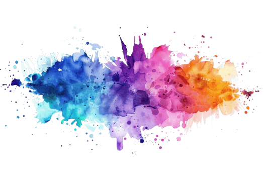 Vibrant watercolor splash in a spectrum of colors, perfect for creative designs, art projects, and digital graphics. png