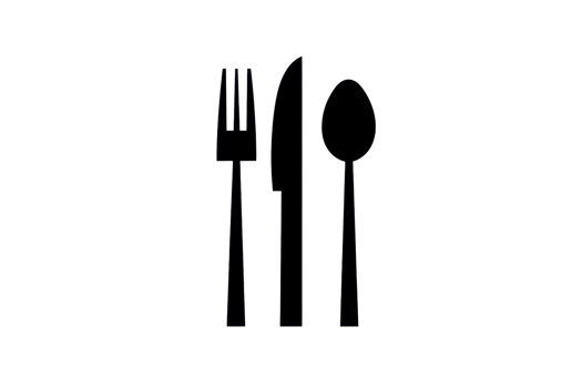 Black and white silhouette of a fork, knife, and spoon representing cutlery, perfect for culinary, restaurant, or kitchen-related projects. png