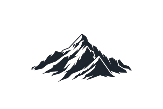 Minimalist illustration of a snow-capped mountain. Perfect for outdoor, adventure, nature, and travel themes. Black and white art. png
