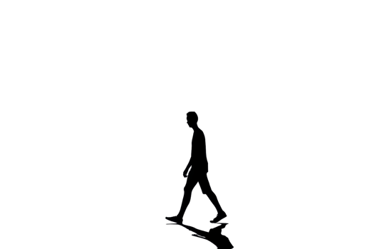 Silhouette of a solitary person walking against a transparent background. symbolizing independence, journey, and introspection. png