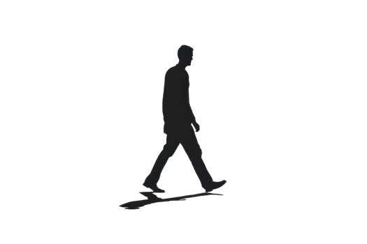 Silhouette of a man walking, isolated on a transparent background. Ideal for concepts related to movement, journey, and determination. png