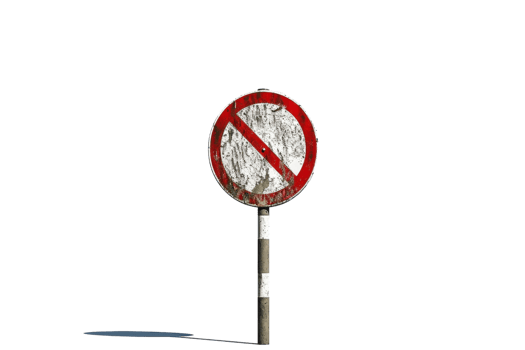 Old and weathered no-entry traffic sign isolated on a transparent background, symbolizing prohibition and restriction. png