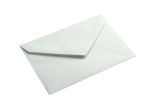 Simple, plain white envelope isolated on a transparent background. Ideal for mail, communication, and stationery concepts. png