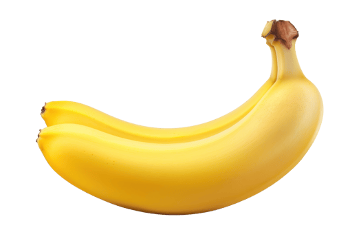 Ripe yellow banana isolated on transparent background. Fresh tropical fruit perfect for healthy snack, dessert, or smoothie ingredient. png