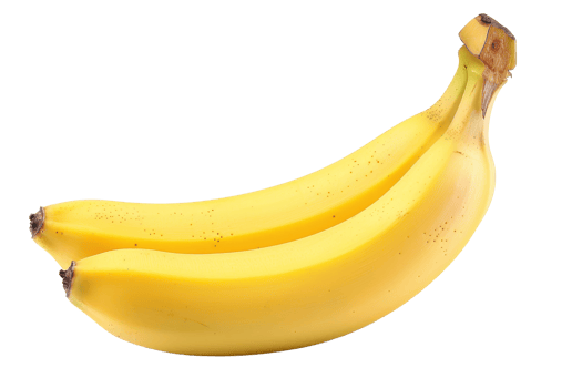 Two ripe yellow bananas isolated on a transparent background. perfect for healthy eating and nutritious snack concepts. png