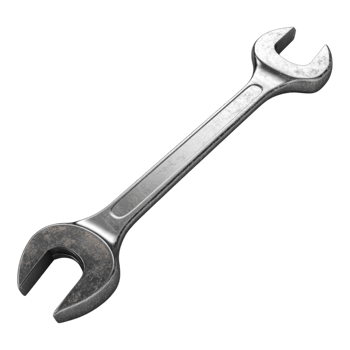 Wrench spanner against transparent background for tool showcases, mechanical presentations or hardware product displays png